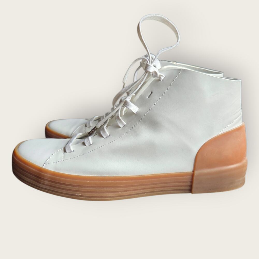 Del Carlo White Leather High Top Lace Up Sneaker Women's EU 40/ US 10